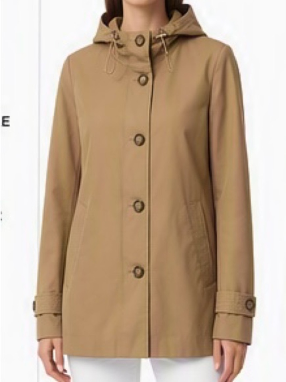 Calvin Klein Hooded Trench Coat in Camel Tan